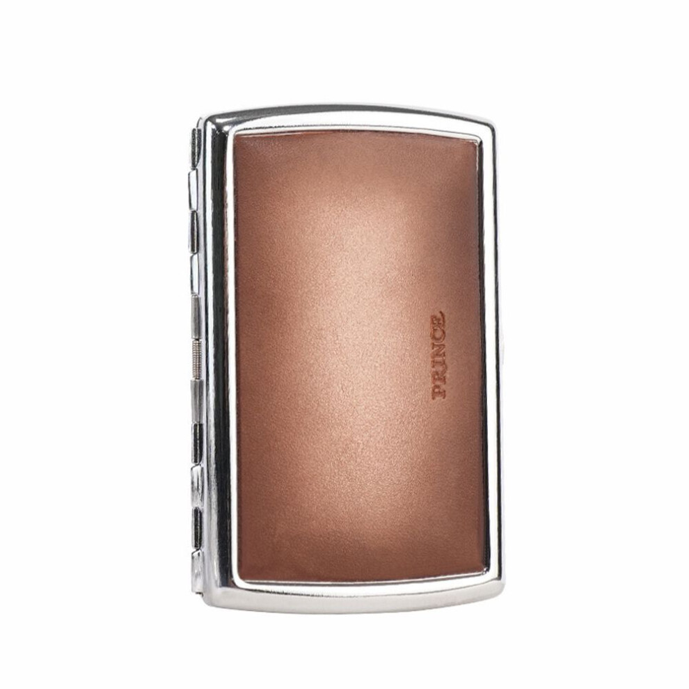 Yeuligo Light/Brown ( 12 Coarse Cigare) Prince Genuine Leather High-End Metal Cigarette Box Creative Male And Female Portable Cigarette Holder 12 Thick Cigaret