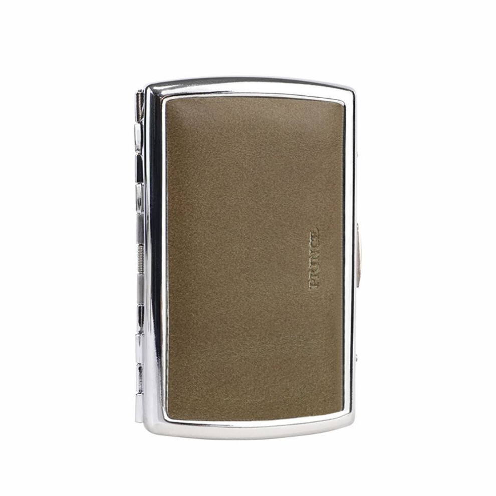 Yeuligo Green (Olive 12 Thick Cigaret) Prince Genuine Leather High-End Metal Cigarette Box Creative Male And Female Portable Cigarette Holder 12 Thick Cigaret
