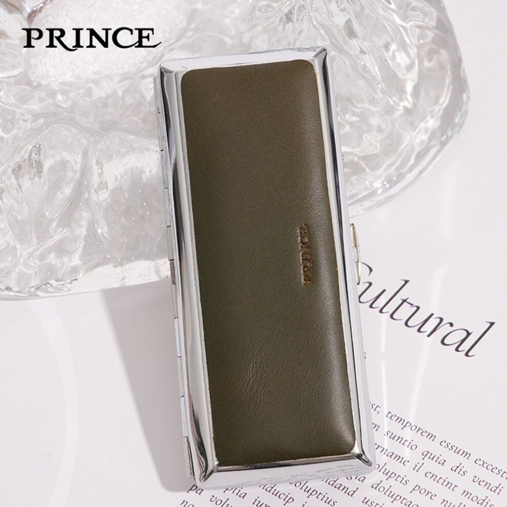Yeuligo Green (Olive 14 Medium Fine C) Prince Genuine Leather High-End Metal Cigarette Box Creative Male And Female Portable Cigarette Holder 12 Thick Cigaret