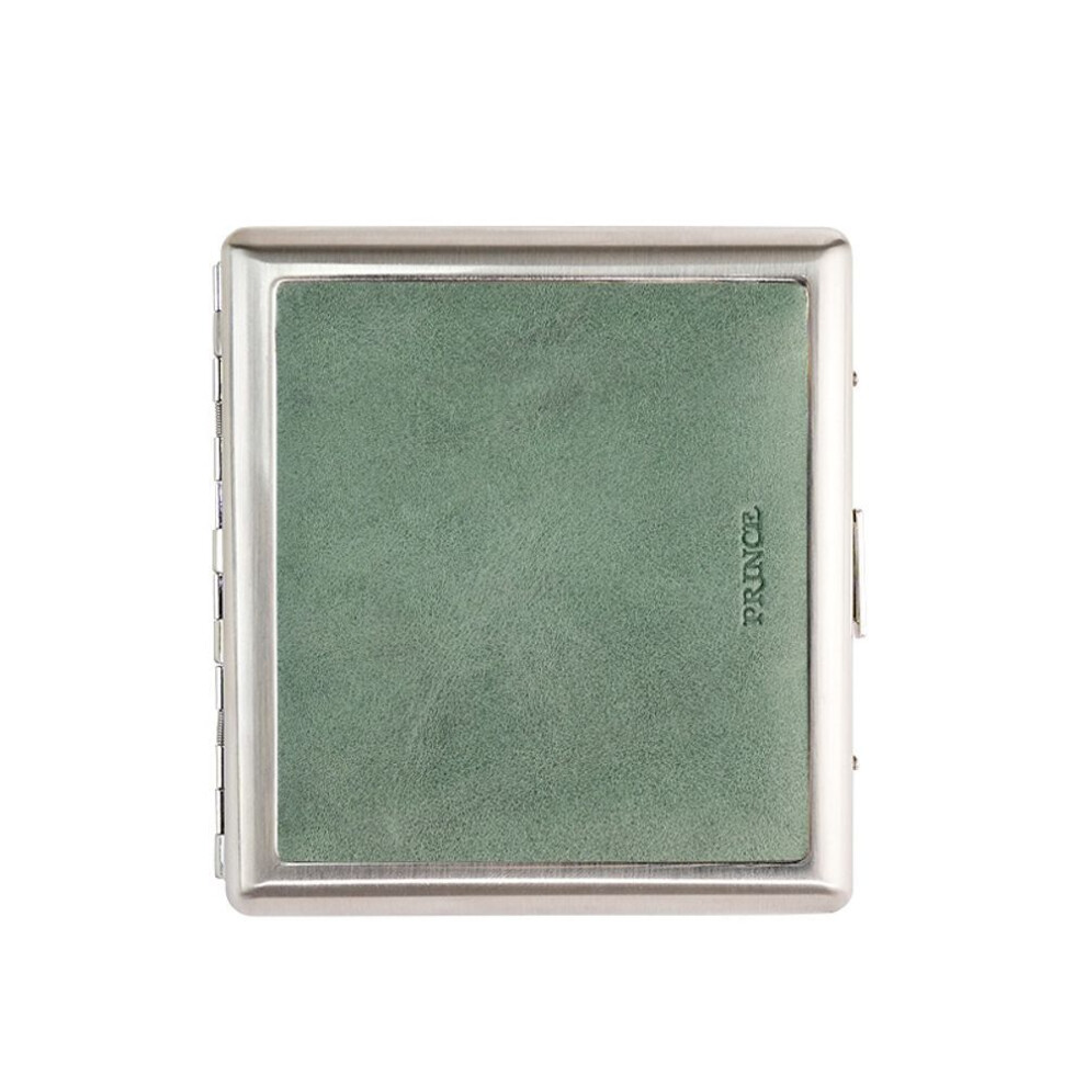 Yeuligo Green (Fog 20 Pieces Of Coars) Prince Genuine Leather High-End Metal Cigarette Box Men's And Women's Portable Cigarette Holder 20 Thick Cigarette Prot