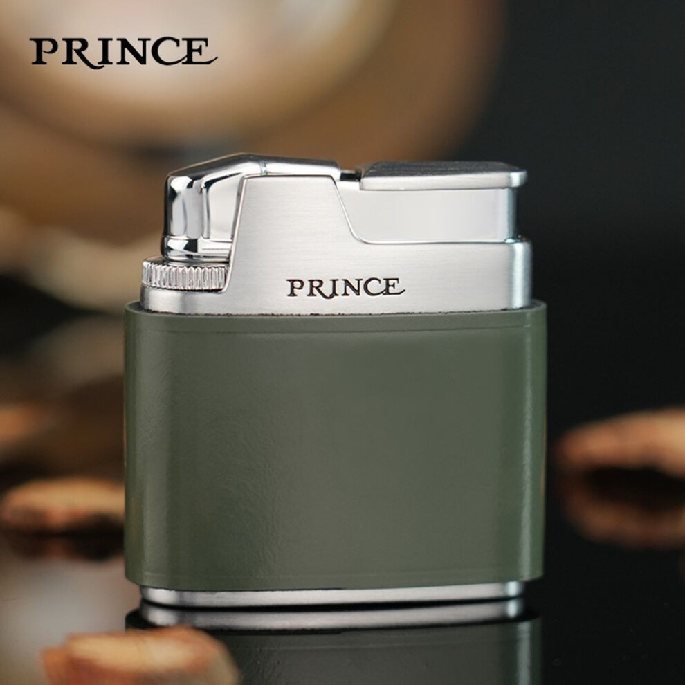 Yeuligo Green (Retro Gift Box) Prince Of Japan Lighter Genuine Goods Inflatable Grinding Wheel Lighter Kowtow Genuine Leather Retro Gift For Boyfriend