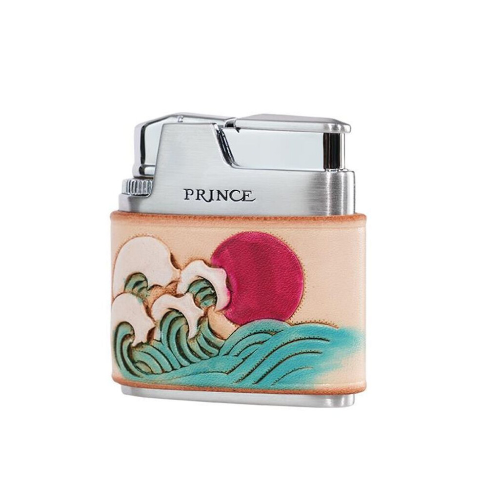 Yeuligo Beige ( Genuine Leather And Wi) Prince Of Japan Lighter Genuine Goods Inflatable Grinding Wheel Lighter Kowtow Genuine Leather Retro Gift For Boyfriend