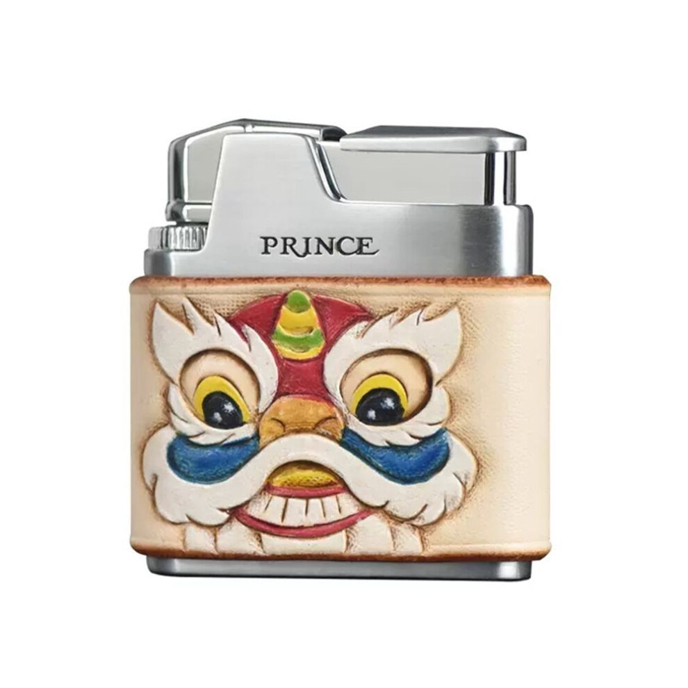 Yeuligo (Athens Rice Lion Dance Gift) Prince Of Japan Lighter Genuine Goods Inflatable Grinding Wheel Lighter Kowtow Genuine Leather Retro Gift For Boyfriend