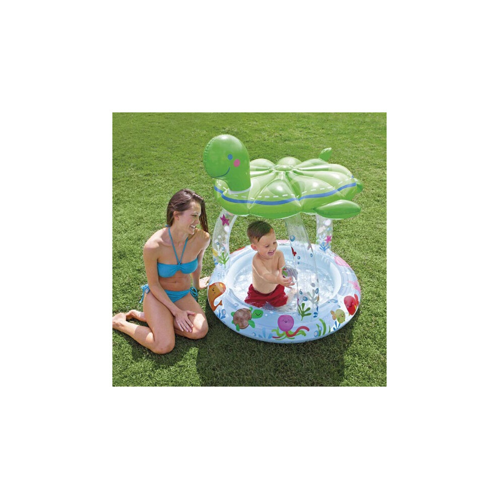 (Separate pool, 102×107CM) Turtle Inflatable Pool, Round Shaded Play Pool, Baby Bathtub, Ball Pit 102107CM