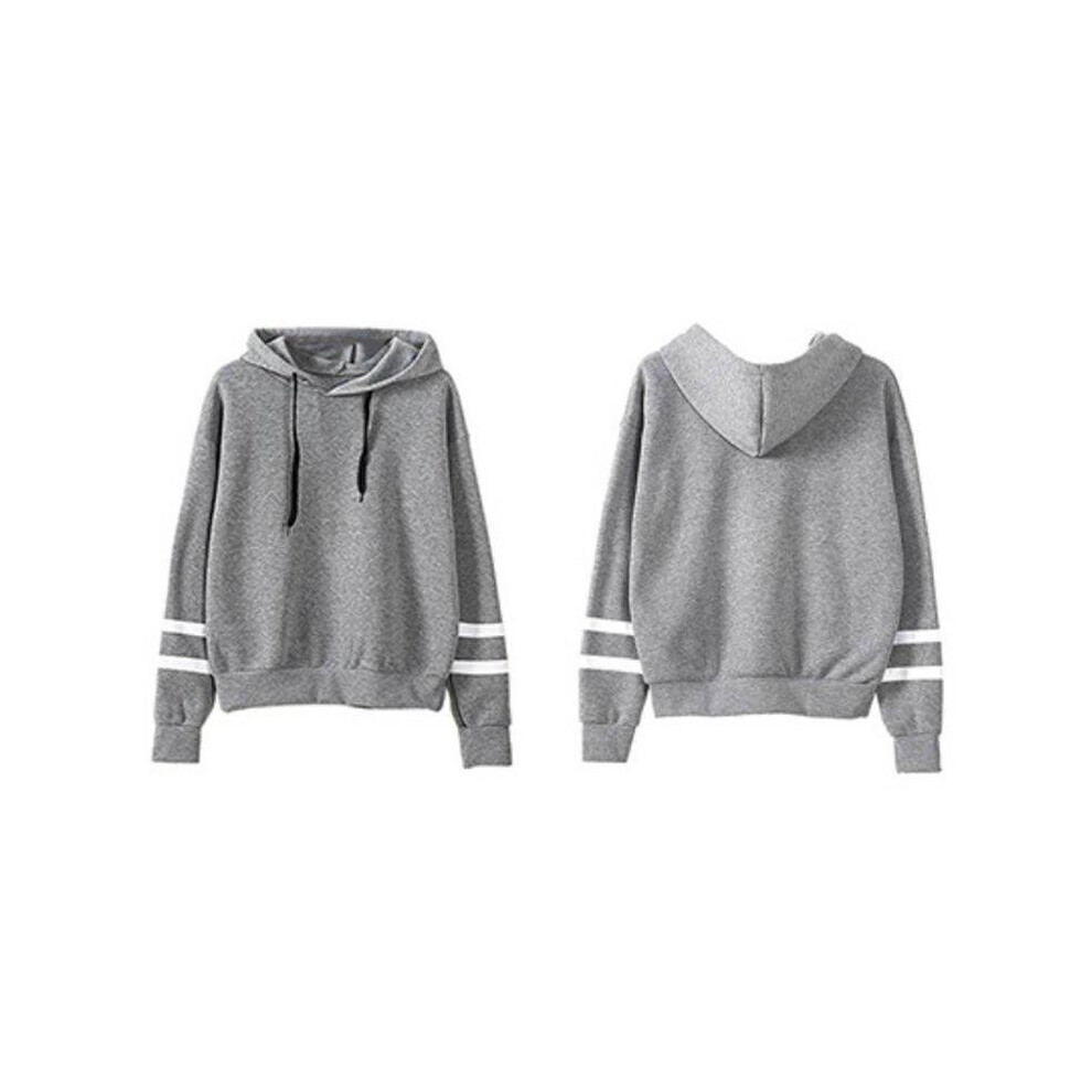 (Gray,L)Sweat à capuche ample manches longues automne et hiver pour femme pull chaud à capuche
