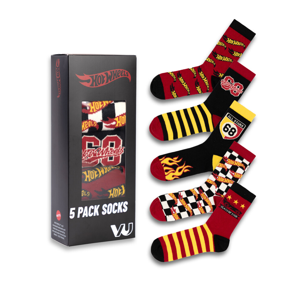 Hot Wheels Calf Socks Set of 5 (Mens Multicoloured)