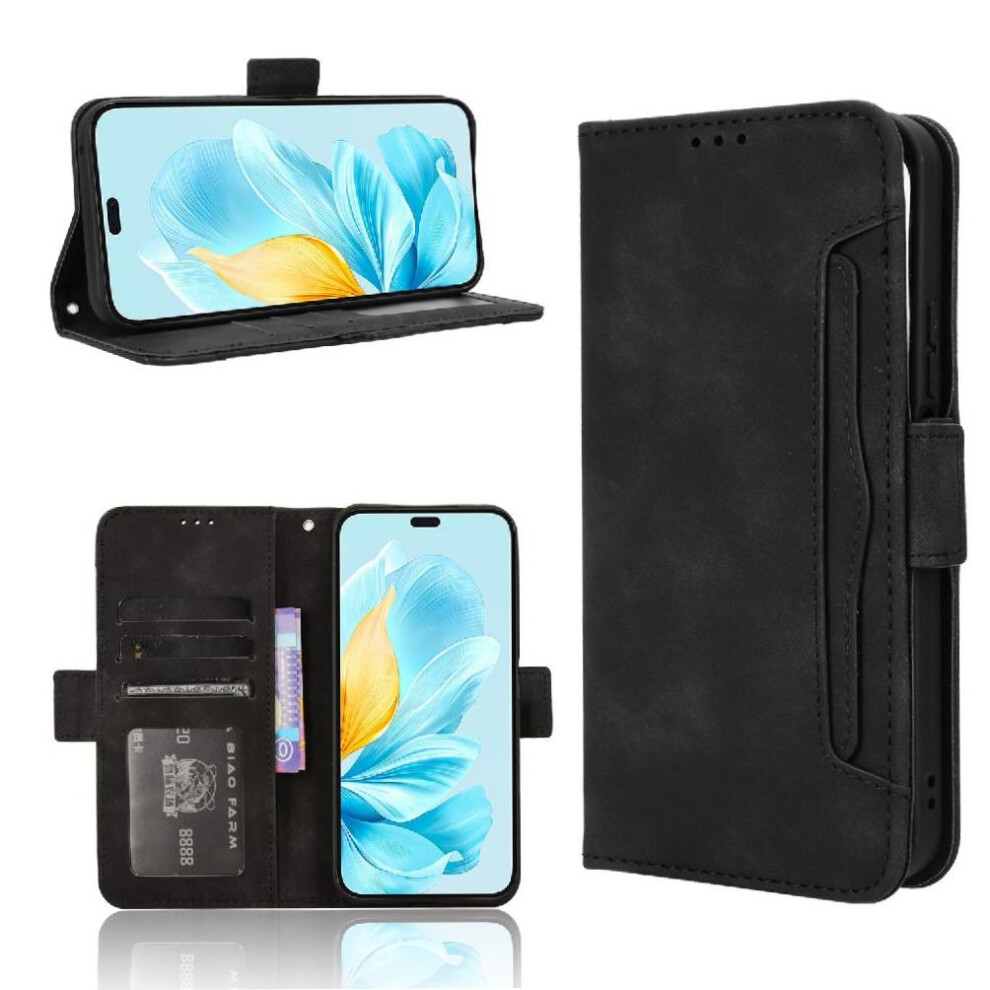 (Black) Case For Honor 200 Lite 5G Adjustable Detachable Card Holder Leather Wallet Cover Magnetic Closure Black 764563509096