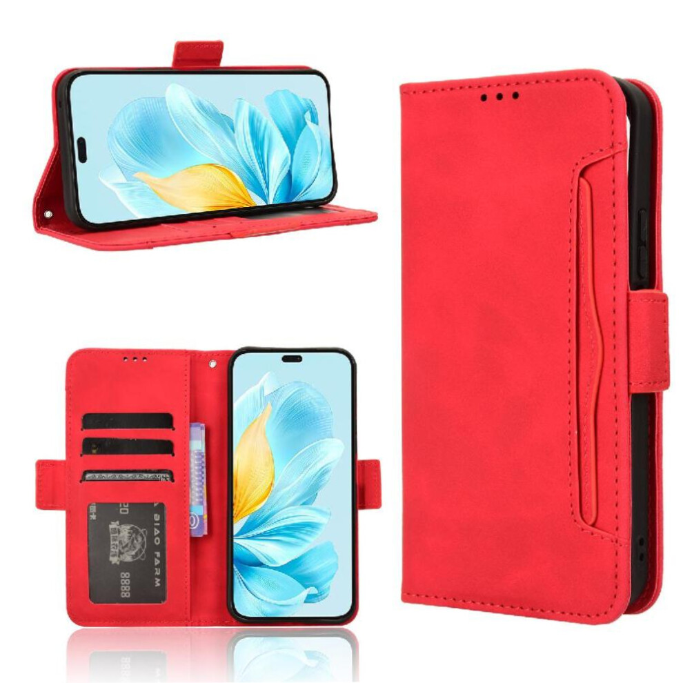 (Red) Case For Honor 200 Lite 5G Adjustable Detachable Card Holder Leather Wallet Cover Magnetic Closure Red 764563509119