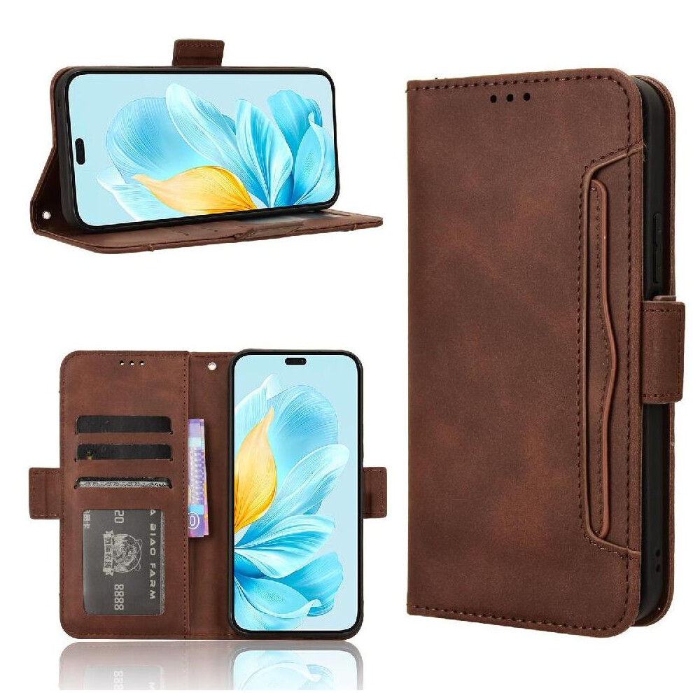 Gangxun (Brown) Case For Honor 200 Lite 5G Adjustable Detachable Card Holder Leather Wallet Cover Magnetic Closure