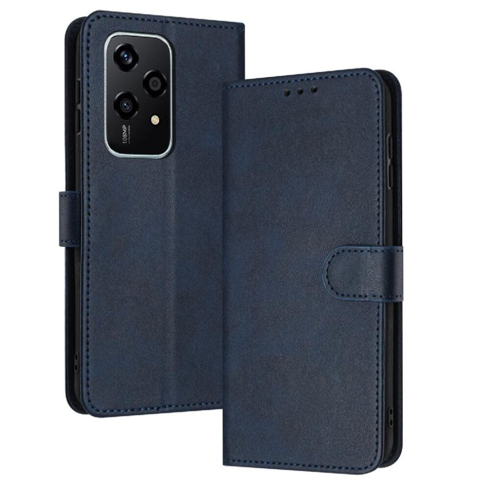 (Blue) Flip Case For Honor 200 Lite Pu Leather With Buckle Kickstand Pure Colour With Card Slot Blue 764563509188