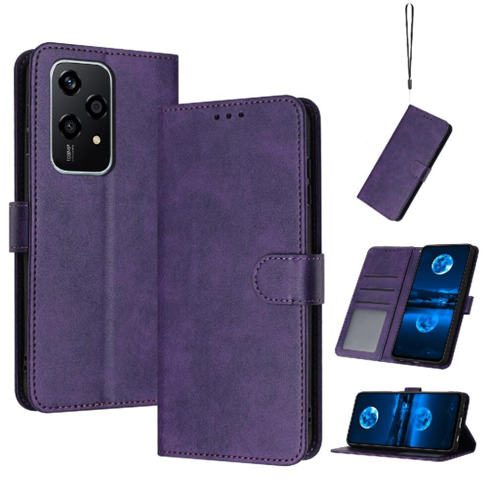(Purple) Flip Case For Honor 200 Lite Pu Leather With Buckle Kickstand Pure Colour With Card Slot Purple 764563509195