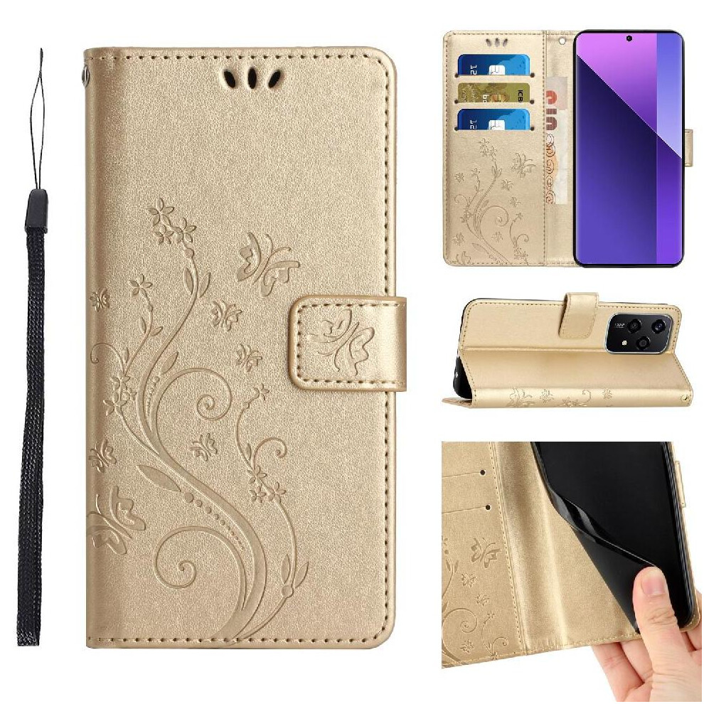 (Gold) Flip Case For Honor 200 Lite Pu Leather Magnetic Closure Wrist Strap Card Holder Kickstand Gold 764563509270