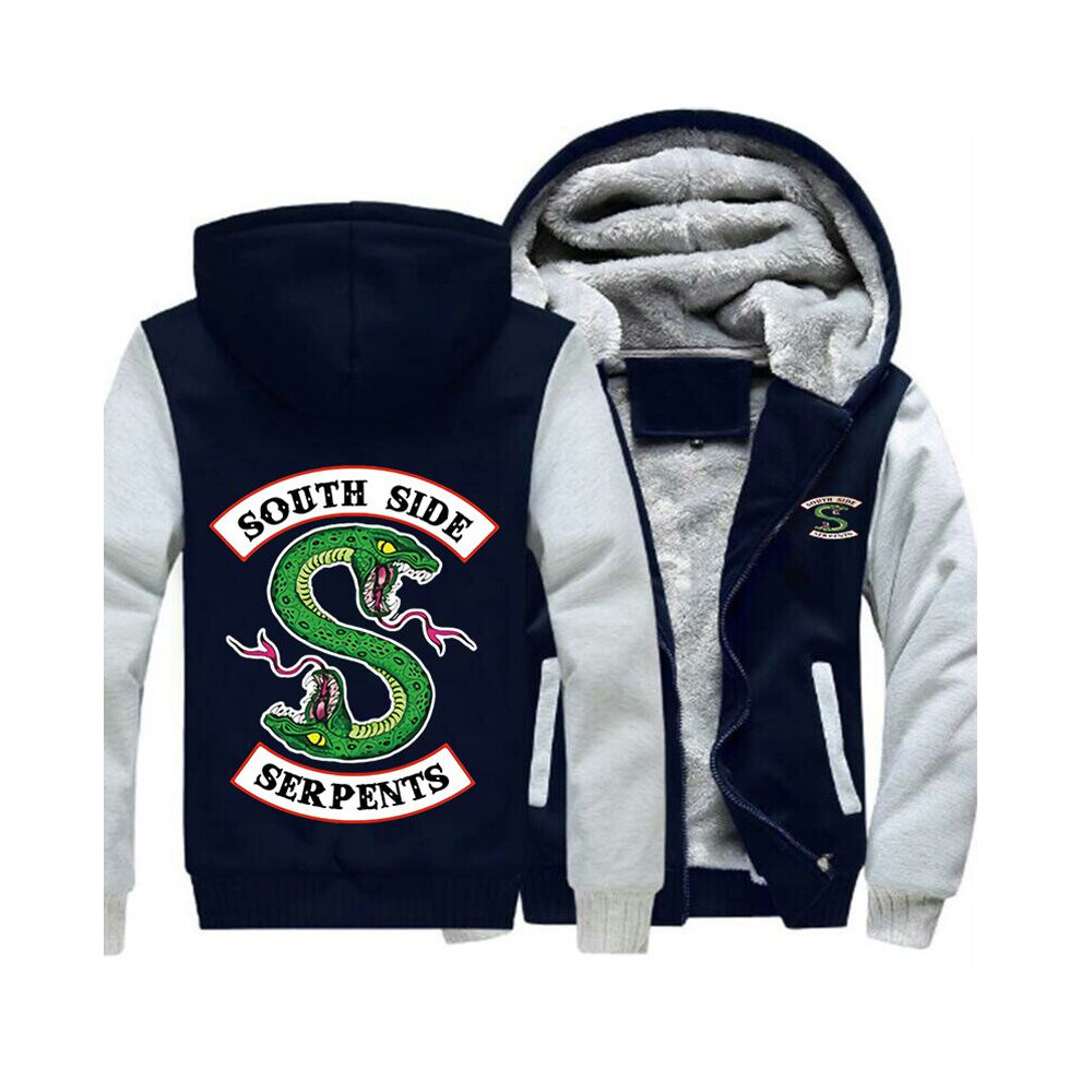 (Navy&Gray,4XL)Riverdale Serpents hommes sweat à capuche zippé veste polaire épaisse manteau à capuche