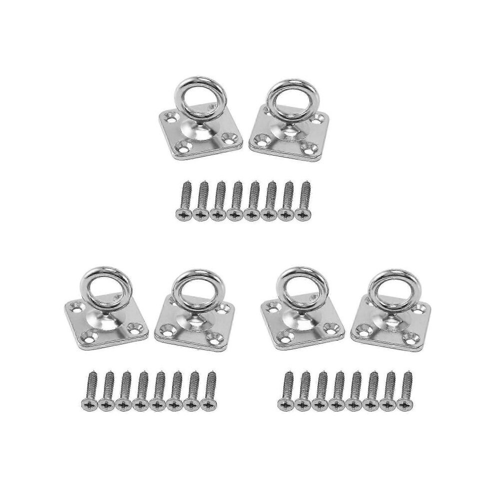 6Pcs Square Swivel Pad Eye Rotatable Ceiling Hook Wall Mounted Hook Stainless Steel Eye Pad Plate F 5004229929864