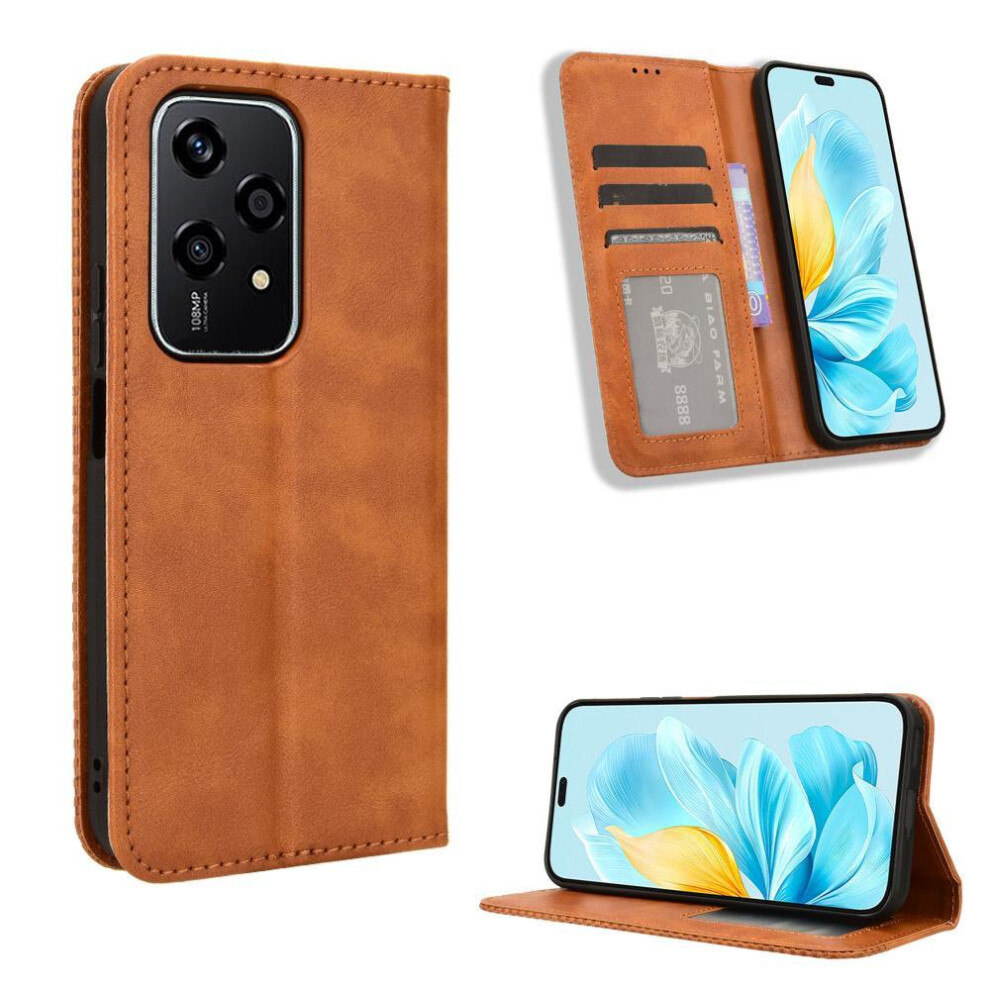 (Brown) Case For Honor 200 Lite 5G Pu Leather Wallet Magnetic Closure Brown 764563509454