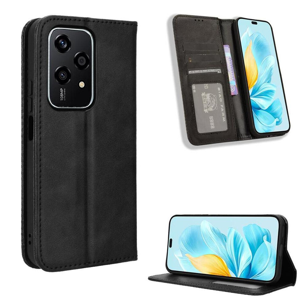 (Black) Case For Honor 200 Lite 5G Pu Leather Wallet Magnetic Closure Black 764563509423