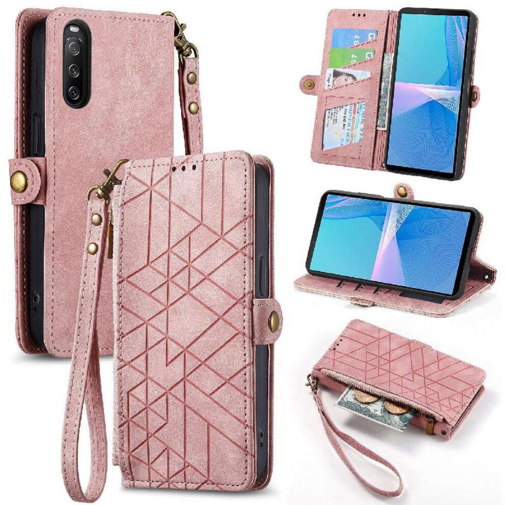 (Purple) Flip Case For Sony Xperia 10 Iii Shockproof Leather Case Flip Cover Wallet Simple Business Purple 764563509836