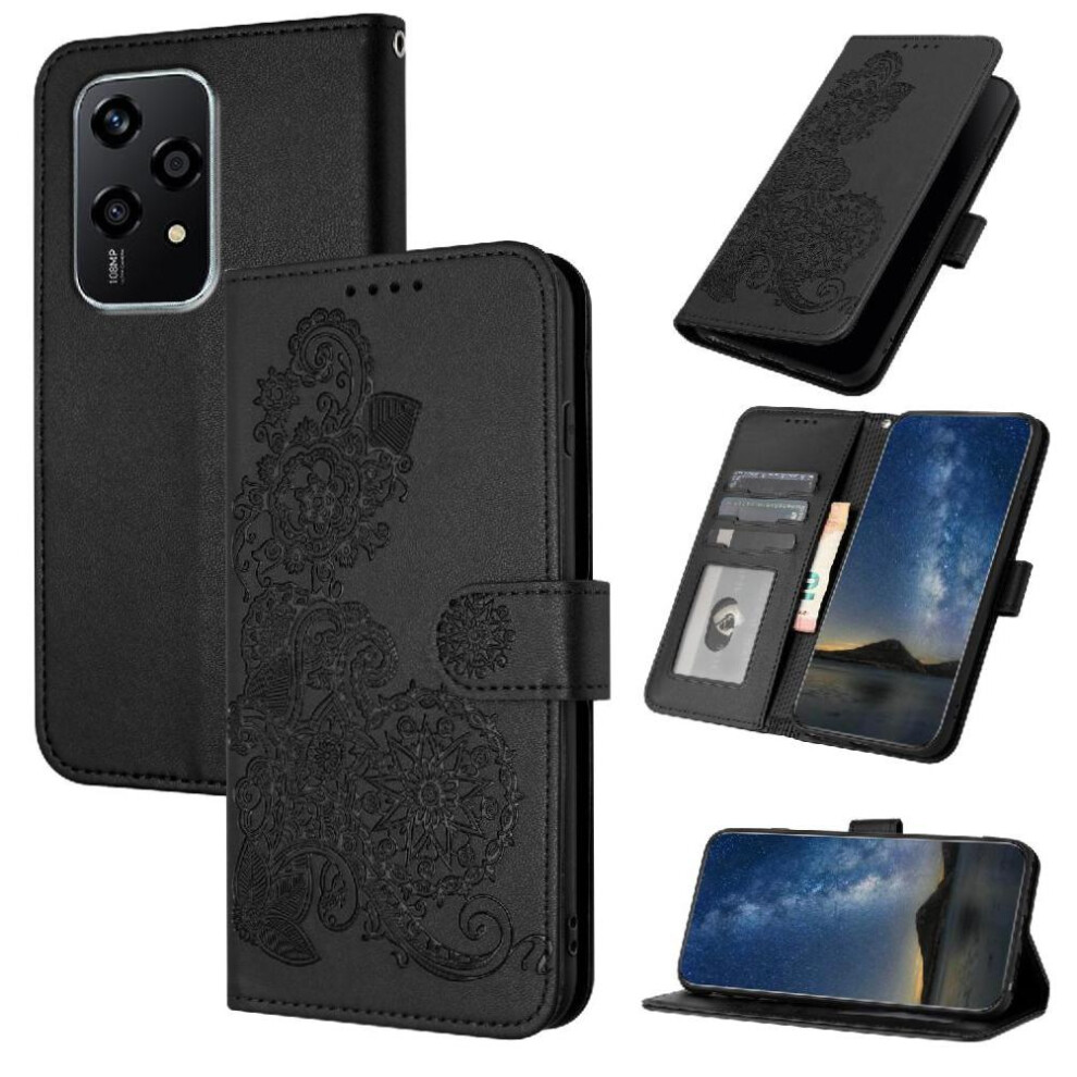 (Black) Flip Case For Honor 200 Lite Flip Folio Book Kickstand Protective With Card Slot Stand Pu Leather Magnetic Closure Black 764563510085