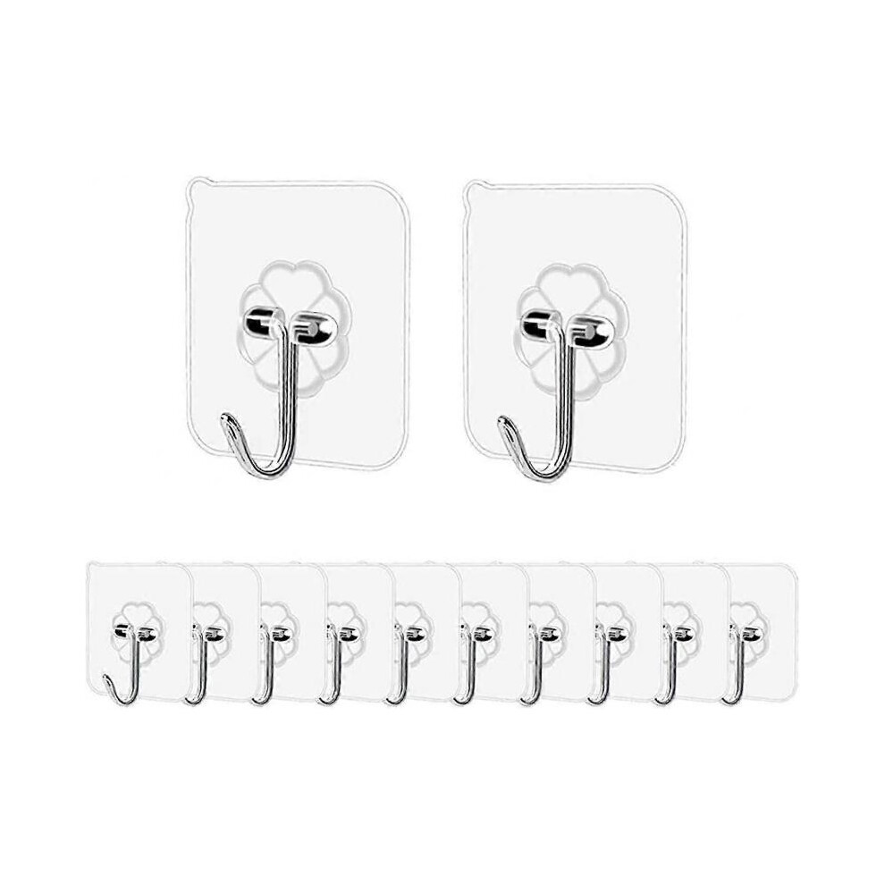 (12 Pcs) Adhesive Hooks Transparent Plastic Strong Stick Wall Hooks For Kitchen Bathroom Clothes Office Ceiling Hanger 5004229930167