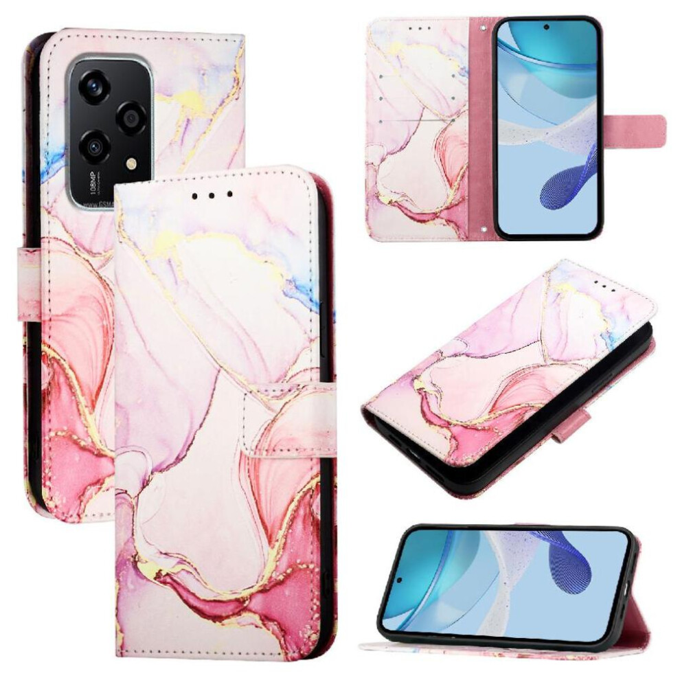 (Pink) Case For Honor 200 Lite 5G Kickstand Marble Pattern Wallet Pu Leather Pink 764563510931