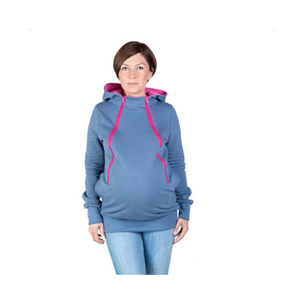 (Blue,XL)Sweat à capuche pratique mamans maternité kangourou maman papa porte-bébé porte-animaux