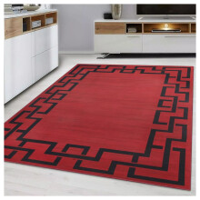 (160cm x 230cm (5ft 3" x 7ft 6")- Large Area Living Room Bedroom Rug , Red Black ) Non Slip Modern Rugs Area Carpet Runner Door Mats