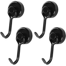 Neodymium magnetic hooks for refrigerator and desk, 4 pieces, sturdy and versatile