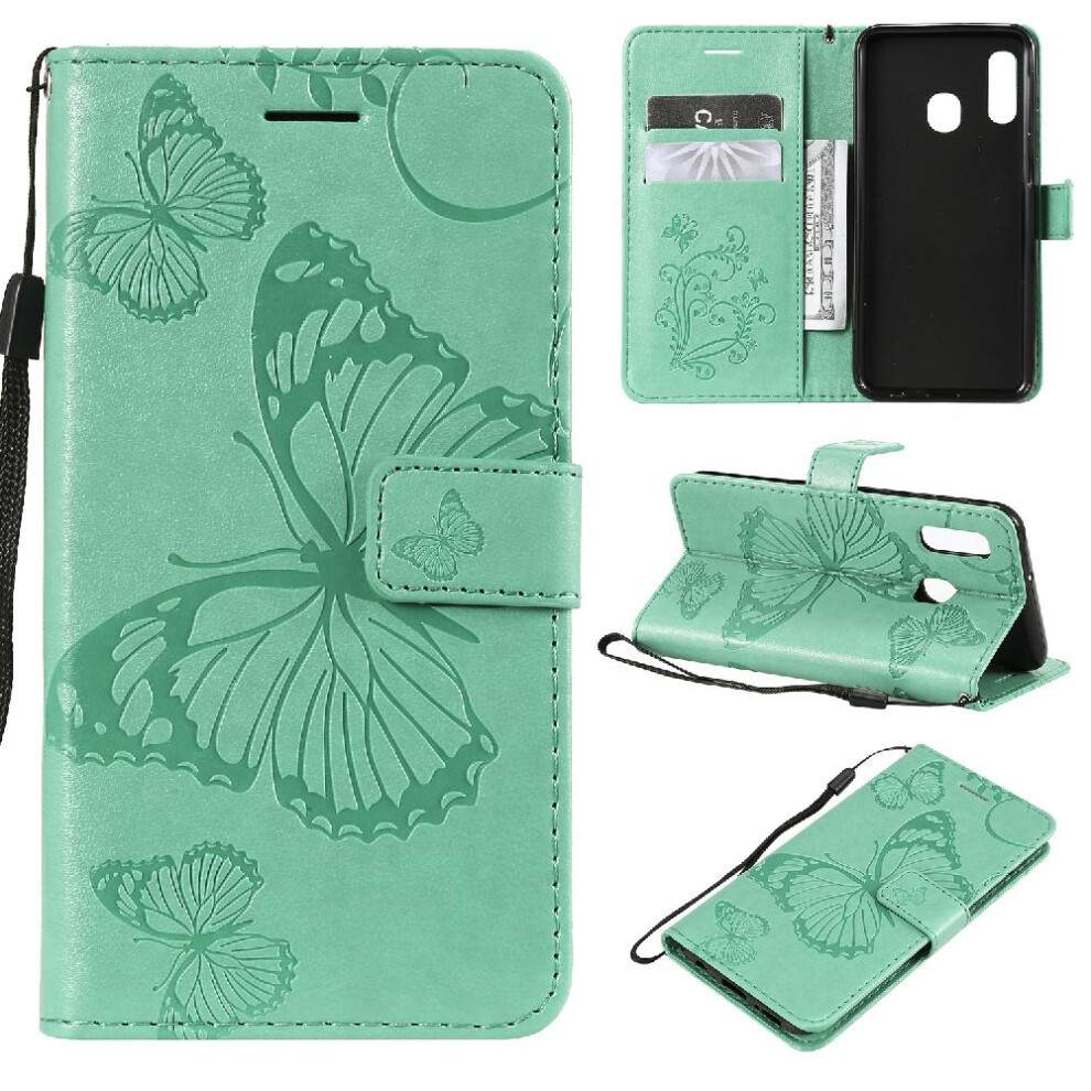 (Green) Flip Case For Samsung Galaxy A20e Shockproof Cover With Card Slot Stand Magnetic Cover Pu Leather Flip Kickstand Green 764563511600