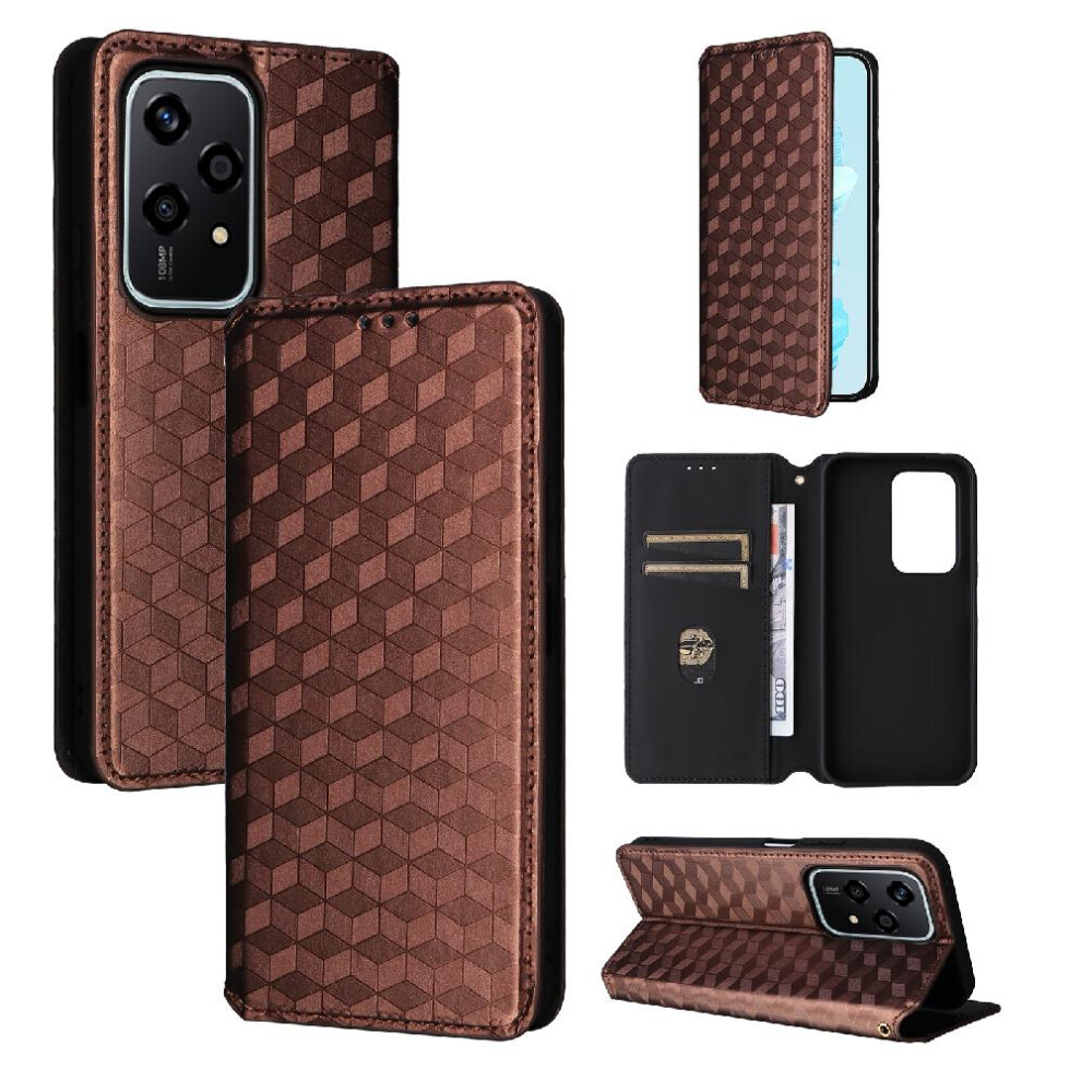 (Brown) Case For Honor 200 Lite 5G Pu Leather 3D Pattern Wallet Magnetic Closure Card Slots Holder Brown 764563511686