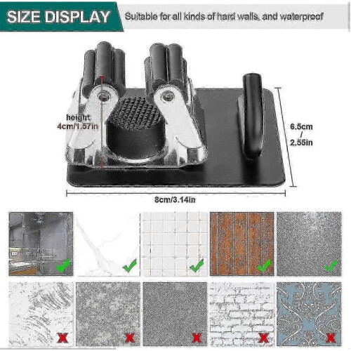2pcs Wall Mounted Broom Holder(with Hook),stainless Mop Holder Rustproof No Extra Drilling(black) 1