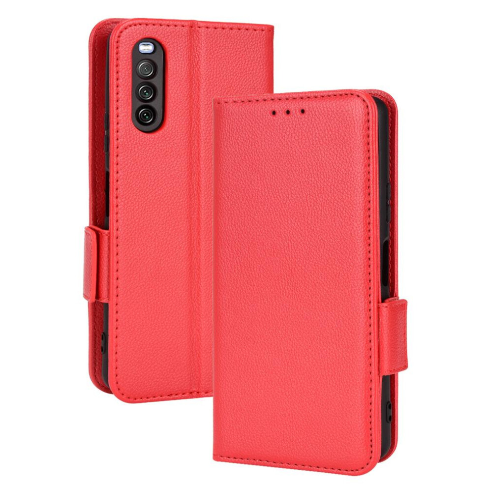 (Red) Case For Sony Xperia 10 Iii Wallet Card Slots Holder Pu Leather Magnetic Side Buckle Red 764563512027