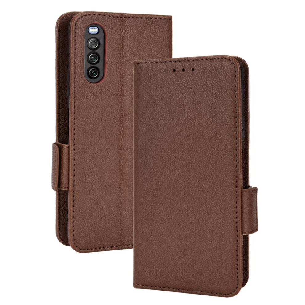 (Brown) Case For Sony Xperia 10 Iii Wallet Card Slots Holder Pu Leather Magnetic Side Buckle Brown 764563512065