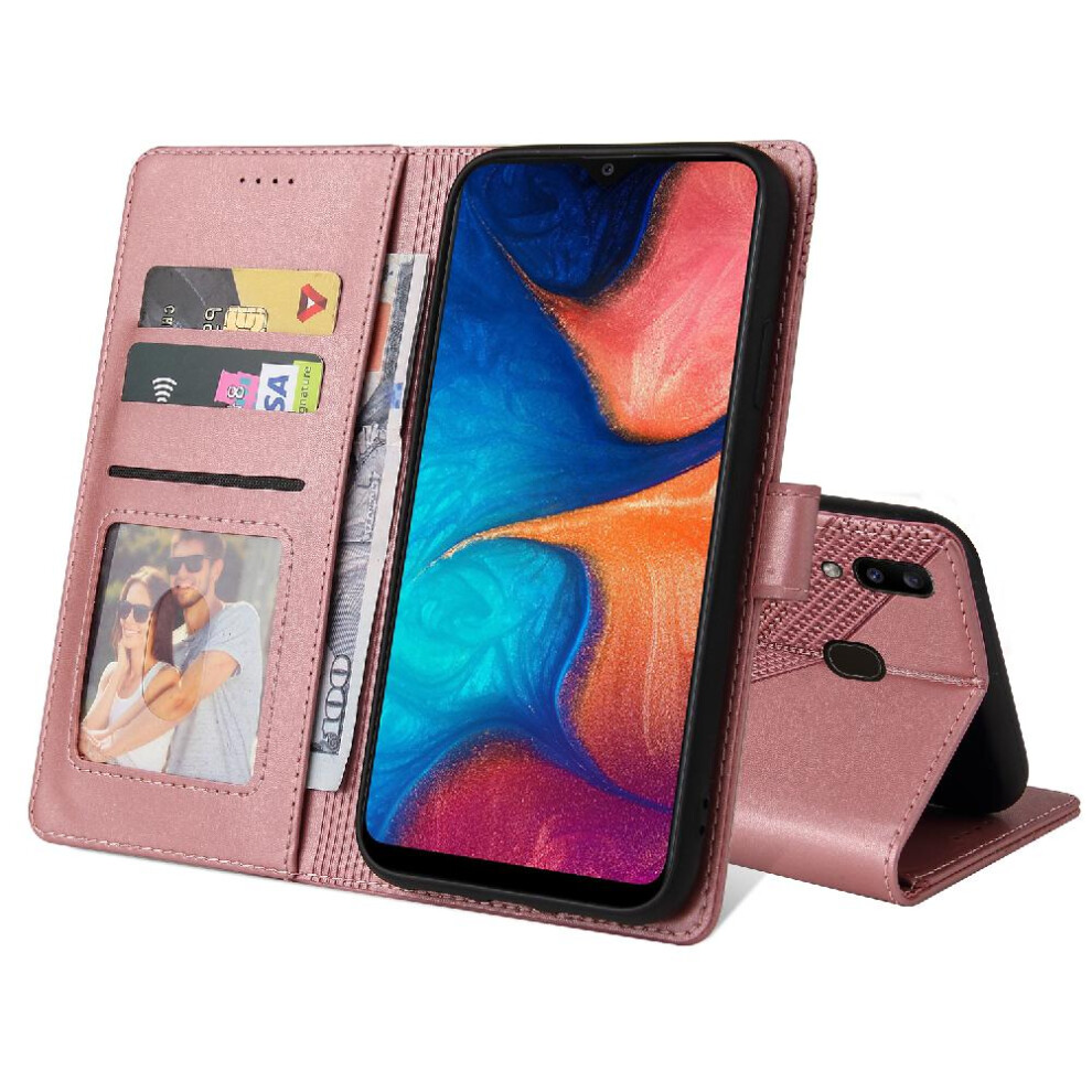(Rose ) Flip Case For Samsung Galaxy A20e Three Card Slots Premium Leather Kickstand Shockproof 4 Corner Protection Gold 764563512140