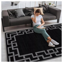 (120cm x 170cm (4ft x 5ft 6")- Small Area Living Room Bedroom Rug , Black Grey) Non Slip Modern Rugs Area Carpet Runner Door Mats
