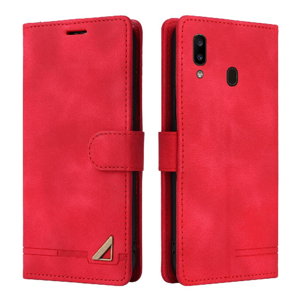 (Red) Flip Case For Samsung Galaxy A20e Wallet Leather Case Simple Business Flip Cover Shockproof Red 764563512263