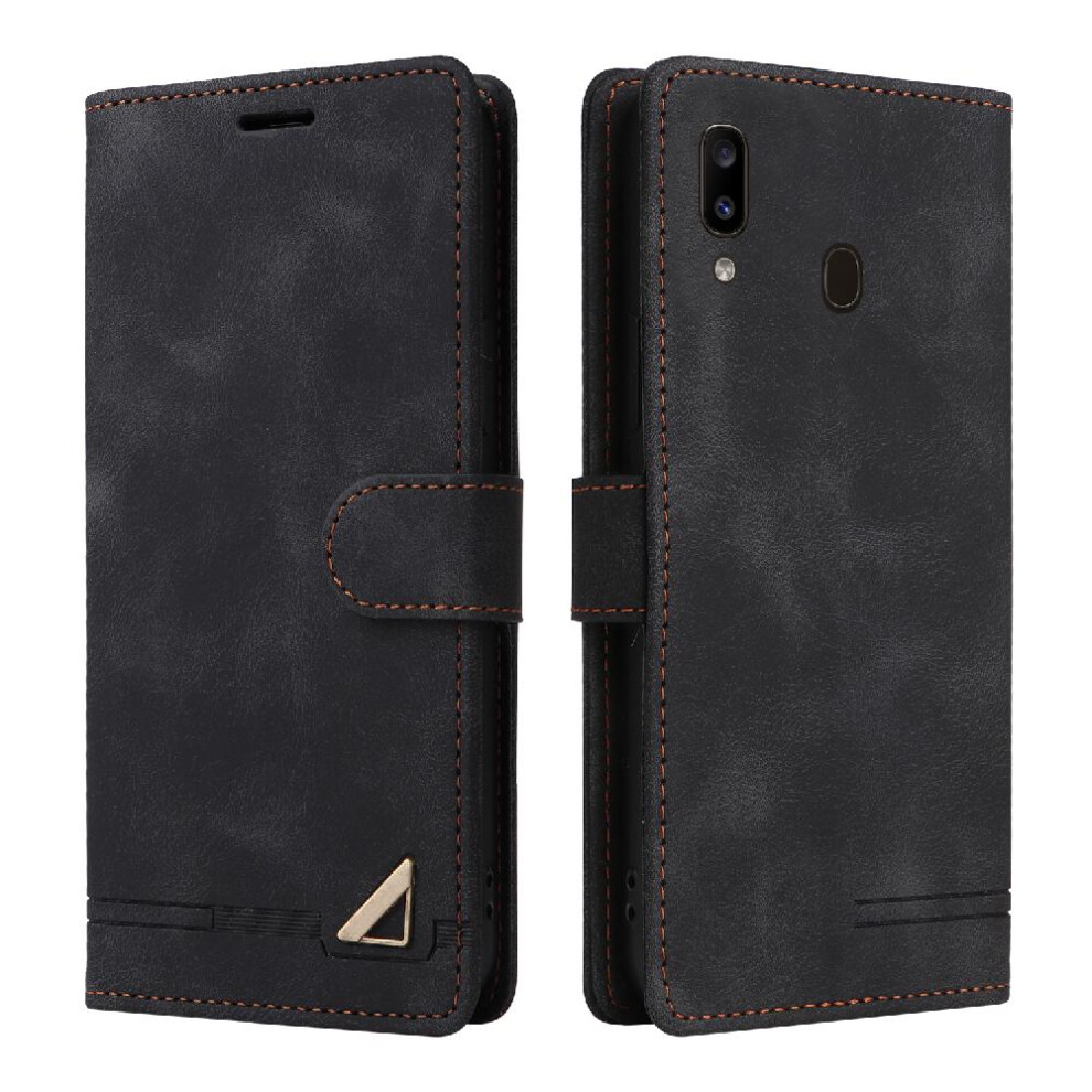 (Black) Flip Case For Samsung Galaxy A20e Wallet Leather Case Simple Business Flip Cover Shockproof Black 764563512256