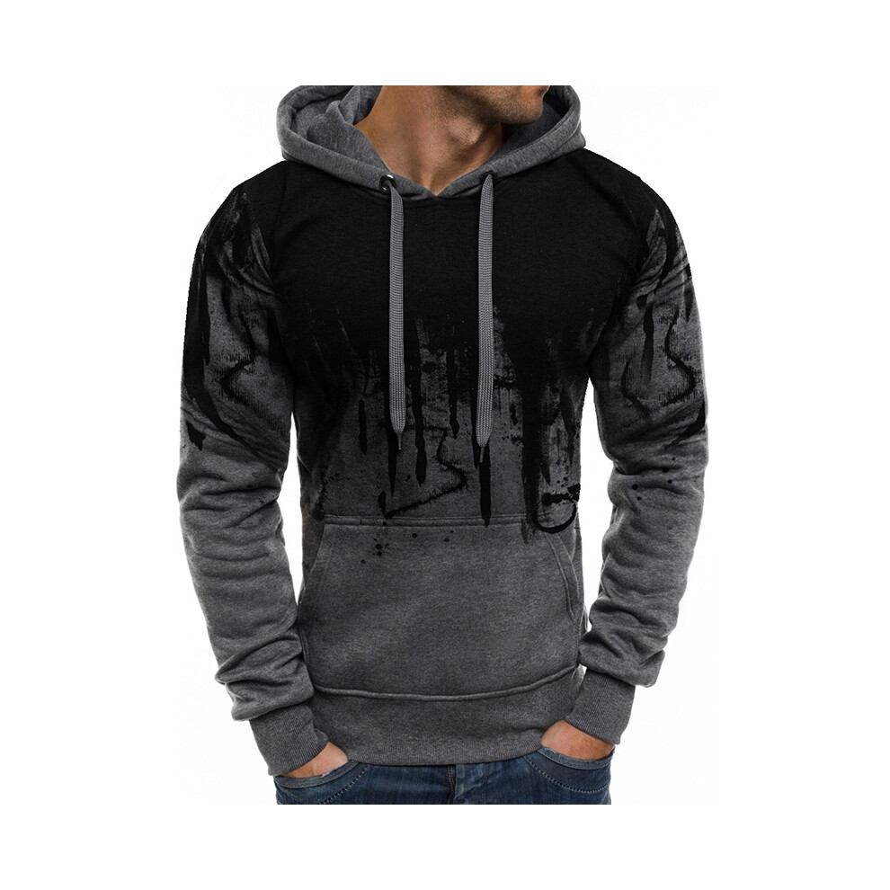 (Grey,XL)Sweat à capuche homme hiver coupe slim sweat à capuche vêtements d'extérieur pull veste chaude manteau