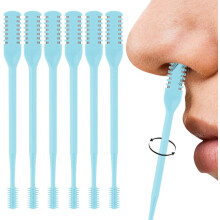 (Blue-6pc) 2-in-1 Nasal Hair Cutter,Nose Hair Trimmer for Women Men,Nose Hair Removal,360 Nostril Nose Hair Scissors,Double Sided Nose Hair Knife