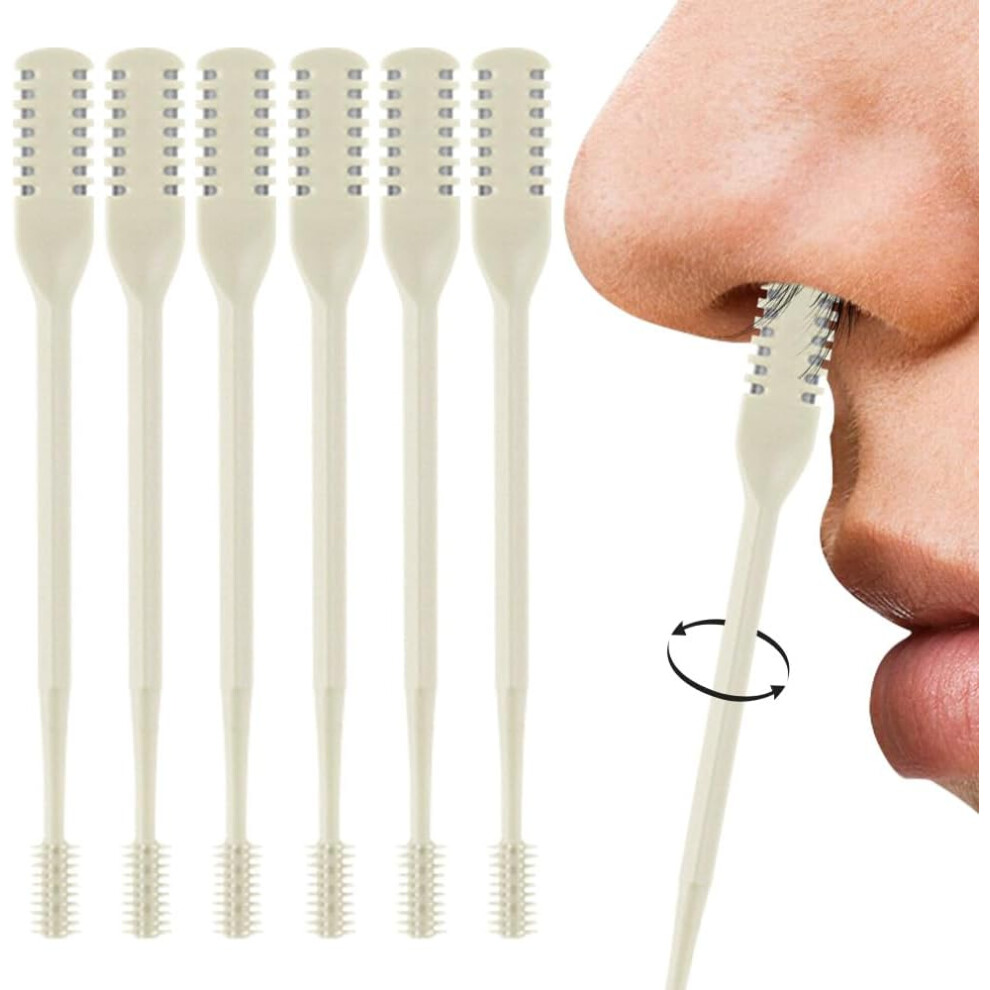 Cream (-6Pc) 2-In-1 Nasal Hair Cutter,Nose Hair Trimmer For Women Men,Nose Hair Removal,360 Nostril Nose Hair Scissors,Double Sided Nose Hair Knife