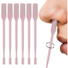 (Pink-6pc) 2-in-1 Nasal Hair Cutter,Nose Hair Trimmer for Women Men,Nose Hair Removal,360 Nostril Nose Hair Scissors,Double Sided Nose Hair Knife