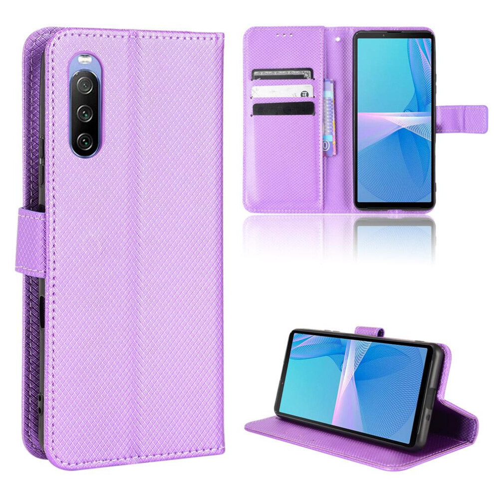 (Purple) Case For Sony Xperia 10 Iii Cover Magnetic Wallet Card Holder Kickstand Purple 764563512942