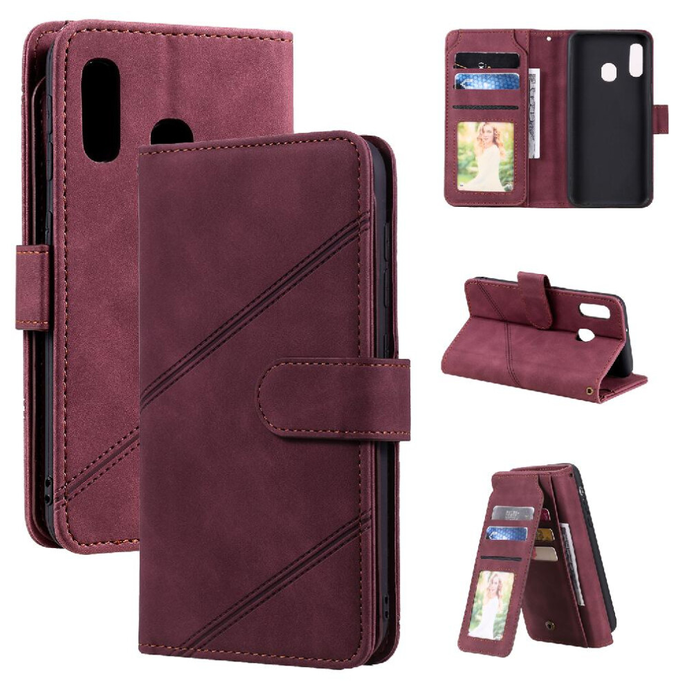 (Red) Case For Samsung Galaxy A20e Wallet Flip Folio Card Holder Kickstand Magnetic Wristband Pu Leather Red 764563513062