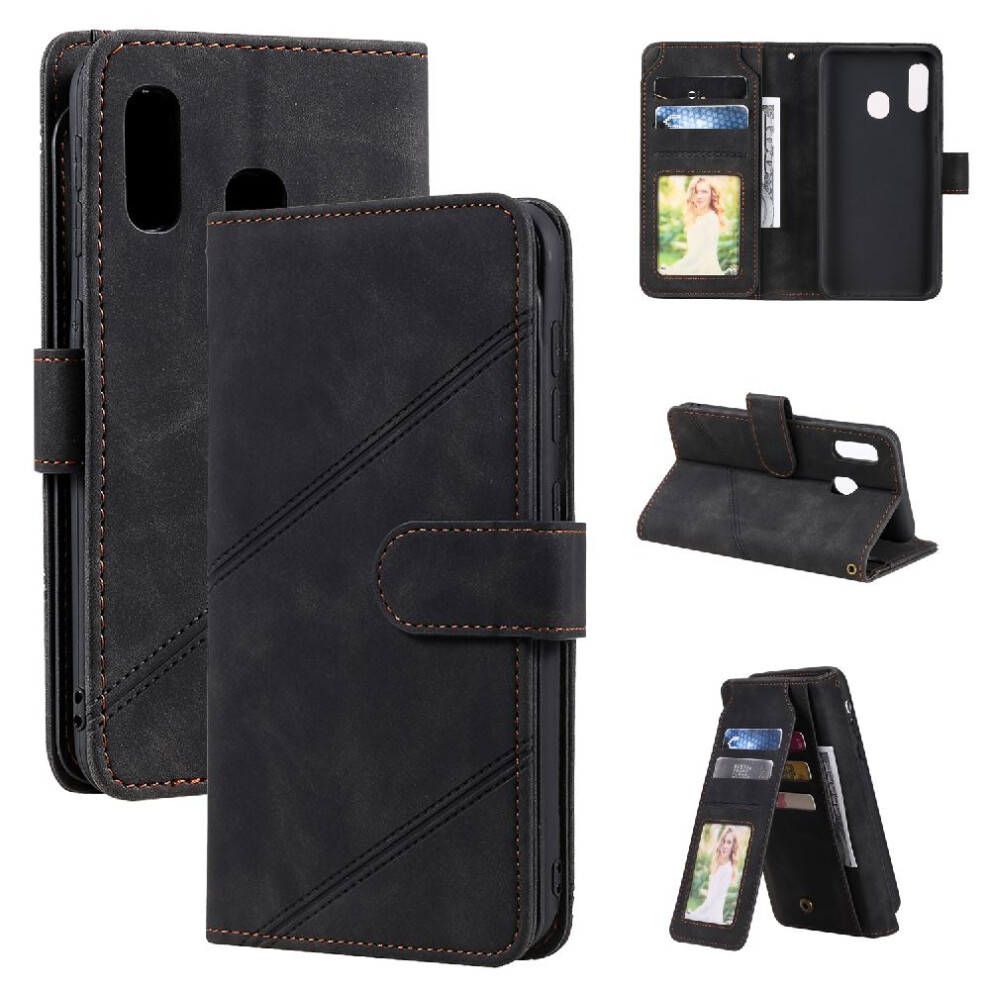 (Black) Case For Samsung Galaxy A20e Wallet Flip Folio Card Holder Kickstand Magnetic Wristband Pu Leather Black 764563513055