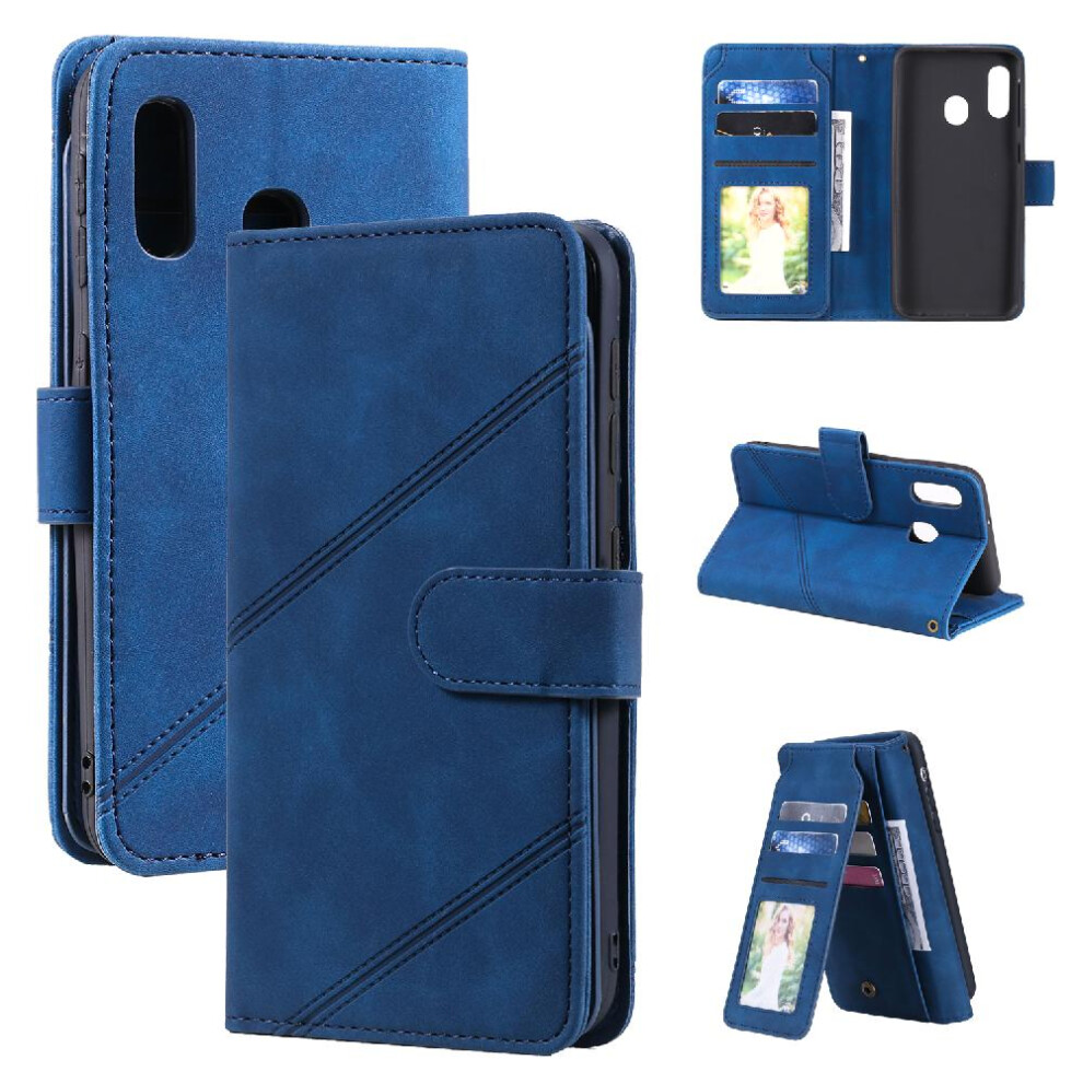 (Blue) Case For Samsung Galaxy A20e Wallet Flip Folio Card Holder Kickstand Magnetic Wristband Pu Leather Blue 764563513079
