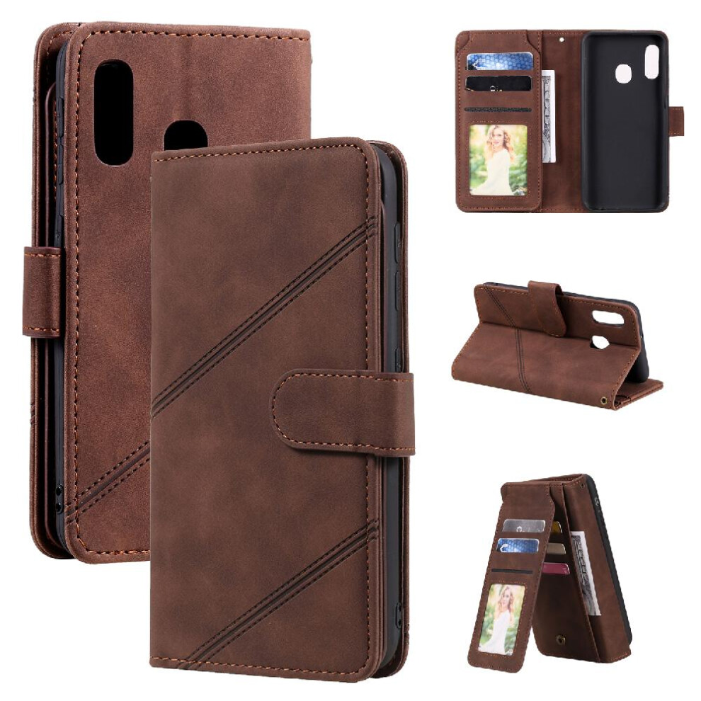 (Brown) Case For Samsung Galaxy A20e Wallet Flip Folio Card Holder Kickstand Magnetic Wristband Pu Leather Brown 764563513093