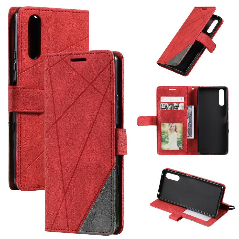 (Red) Case For Sony Xperia 10 Iii Shockproof Magnetic Card Holder Kickstand Pu Leather Wallet Flip Folio Red 764563513154