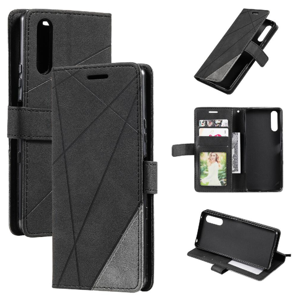 (Black) Case For Sony Xperia 10 Iii Shockproof Magnetic Card Holder Kickstand Pu Leather Wallet Flip Folio Black 764563513161