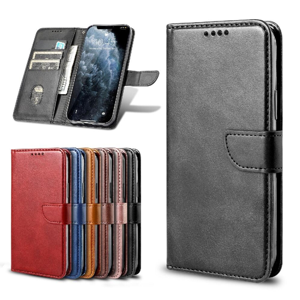 (Black) Case For Oneplus 12R Card Insertion Leather Folio Flip Case Magnetic Carbon Fiber With Card Holder Kickstand Full Protection Black 764563513284