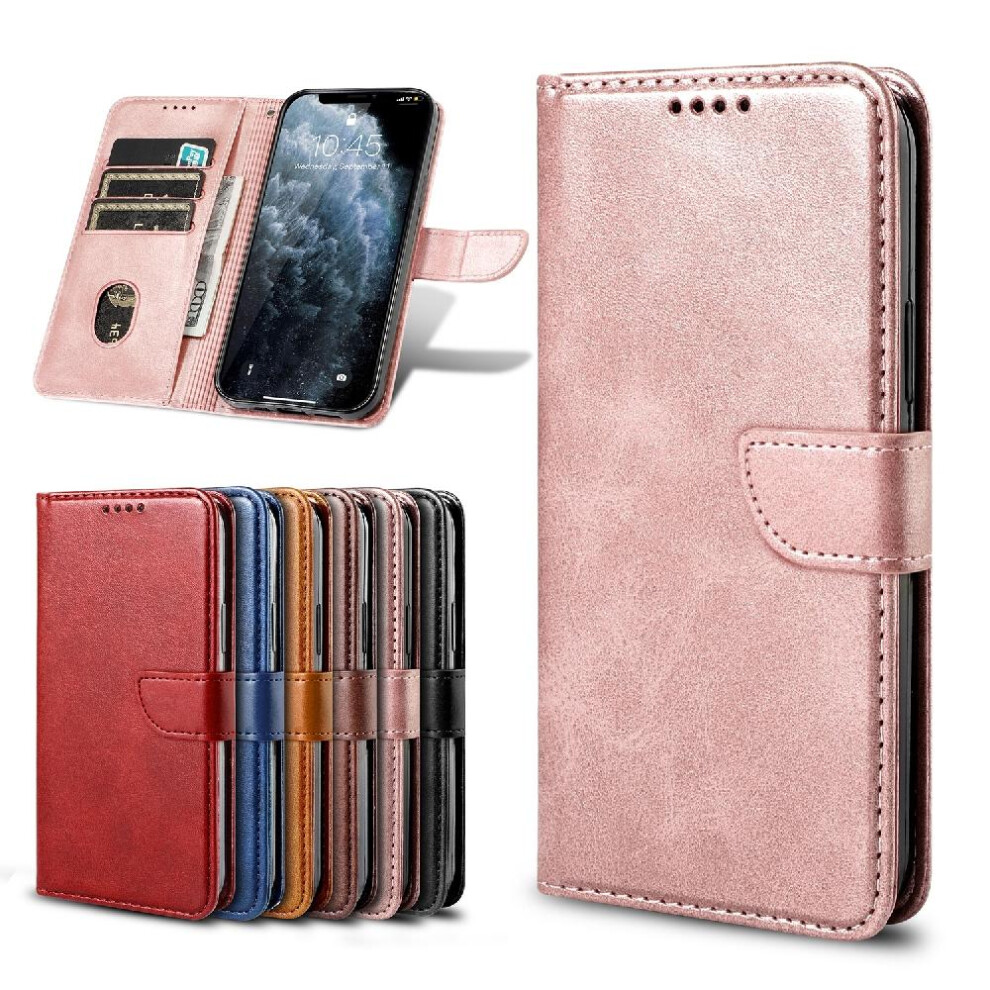 (Pink) Case For Oneplus 12R Card Insertion Leather Folio Flip Case Magnetic Carbon Fiber With Card Holder Kickstand Full Protection Pink 764563513277