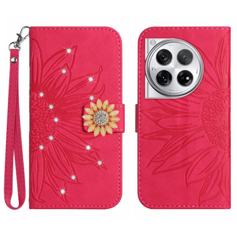 (Rose ) Case For Oneplus 12R 5G Shockproof Tpu Shell Flip Wallet Credit Card Pu Leather Flip Cover Card Holder Red 764563513376